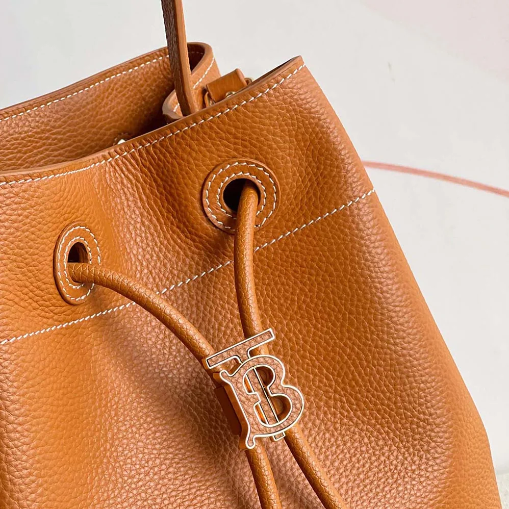 Burberry Grainy Leather Small TB Bucket Bag for Women in Brown Burberry Grainy Leather Small TB Bucket Bag for Women in Brown