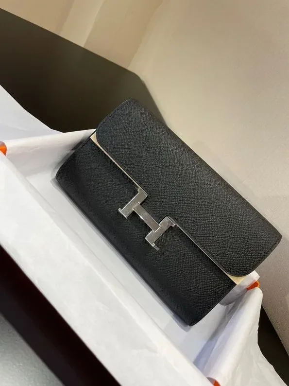 Hermes Constance Togo Long Wallet in Gold Toned Hardware Black Hermes Constance Togo Long Wallet in Gold Toned Hardware Black