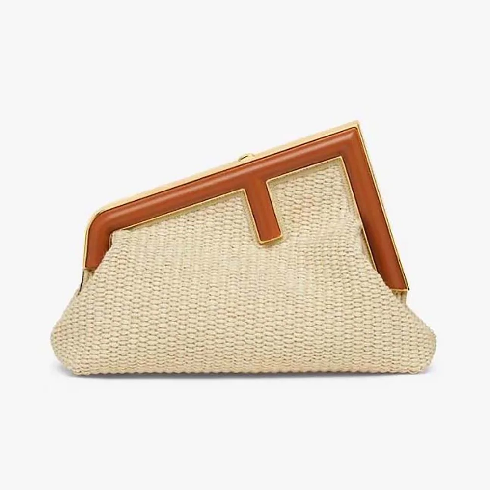 Fendi Fendi First Small Natural Straw Bag for Women