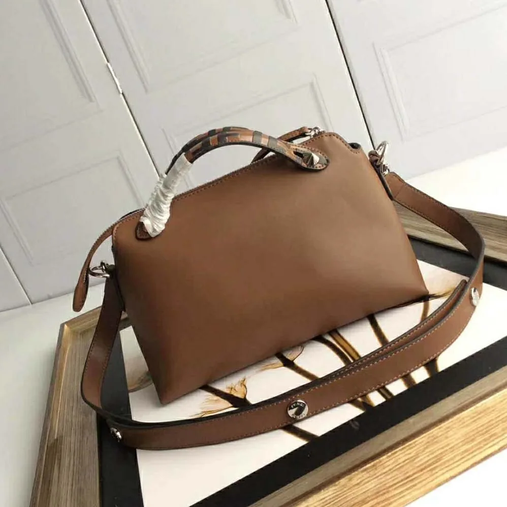 Fendi By the Way Regular Leather Boston Bag for Women in Brown Fendi By the Way Regular Leather Boston Bag for Women in Brown
