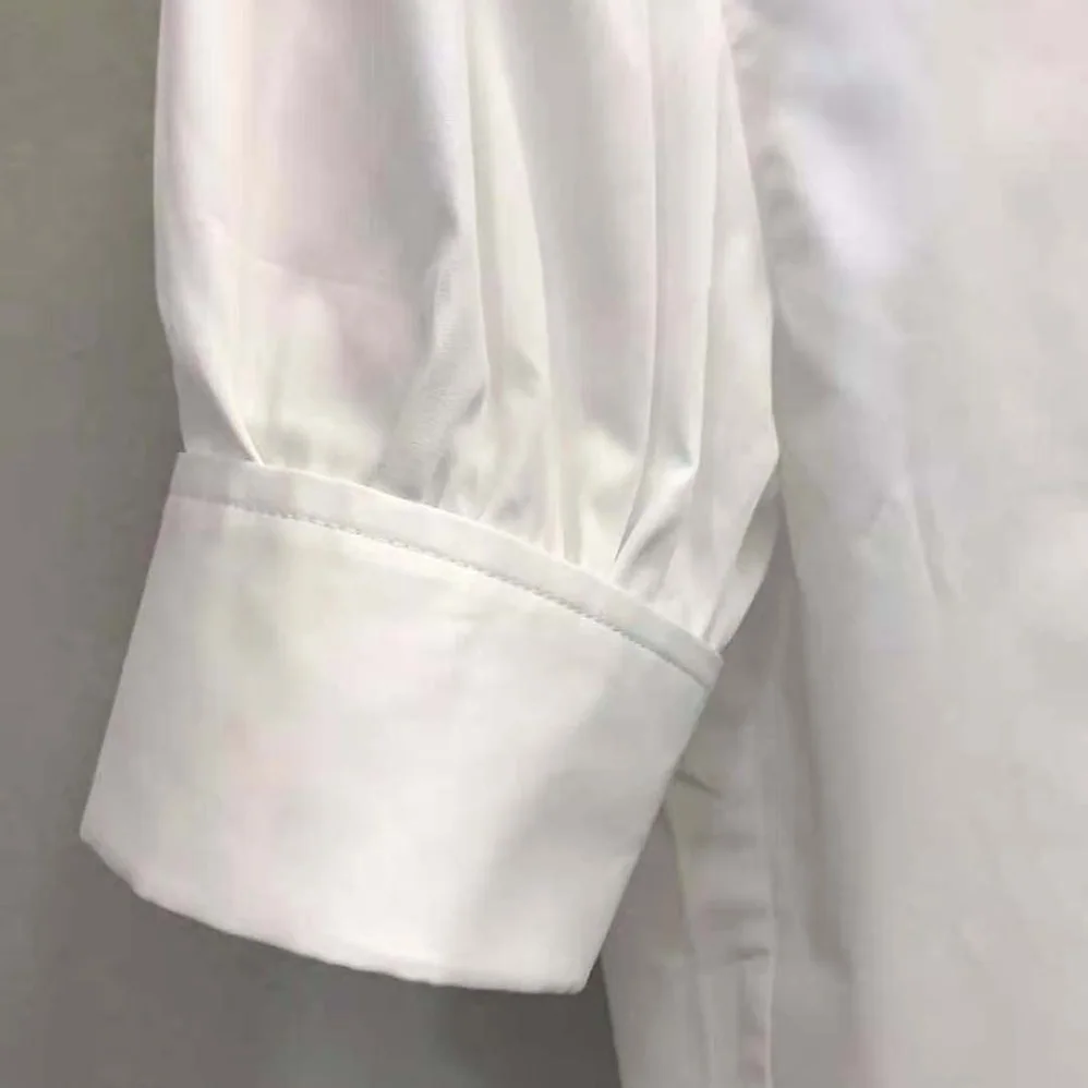 Dior Puffed Short-Sleeved Blouse White Cotton Poplin for Women Dior Puffed Short-Sleeved Blouse White Cotton Poplin for Women