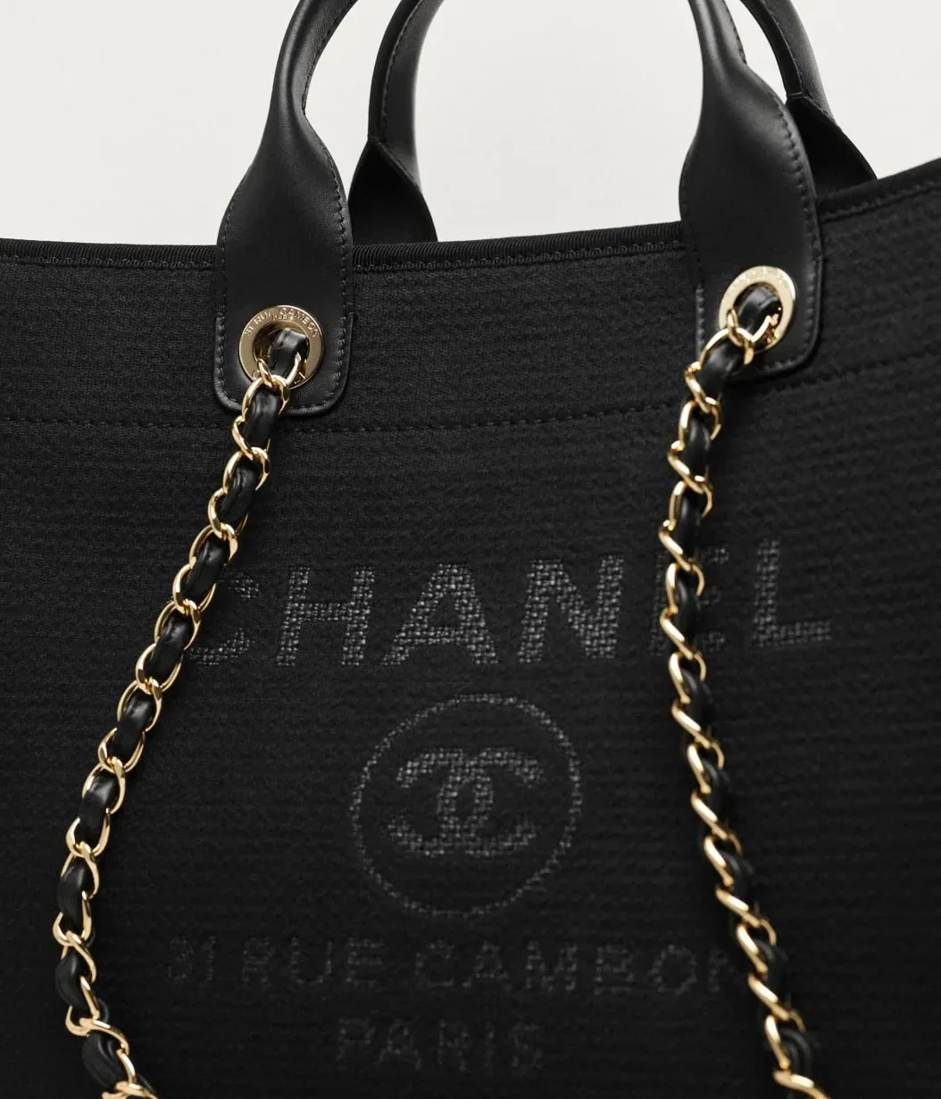 Chanel Deauville Large Tote Bag in Black Gold Hardware