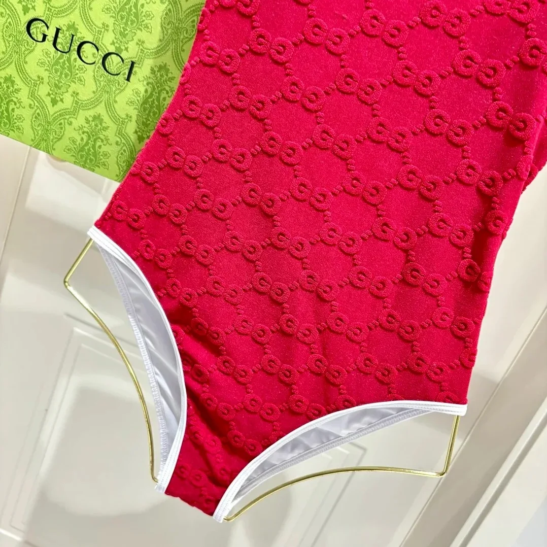 Gucci GG Jacquard One in Piece Swimsuit Red