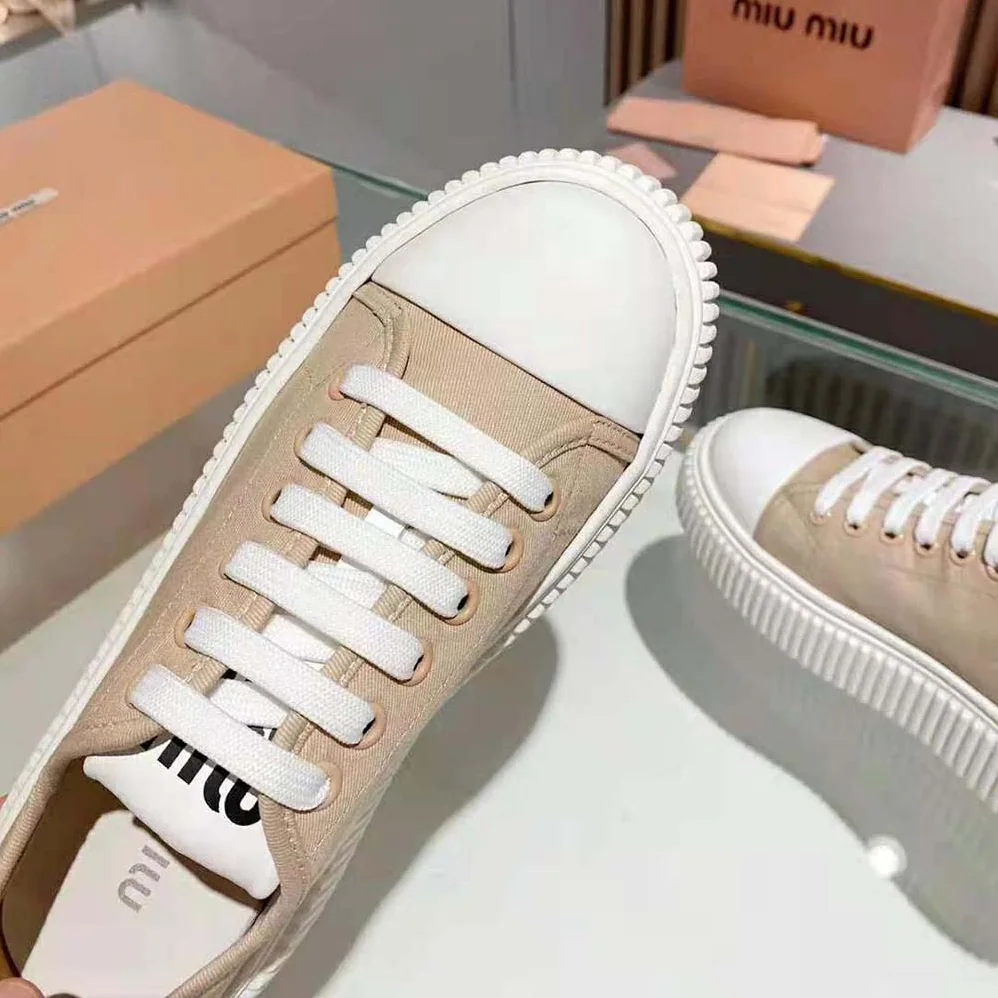 Miu Miu Denim Sneakers EVA Sole with Logo for Women in Pink Miu Miu Denim Sneakers EVA Sole with Logo for Women in Pink