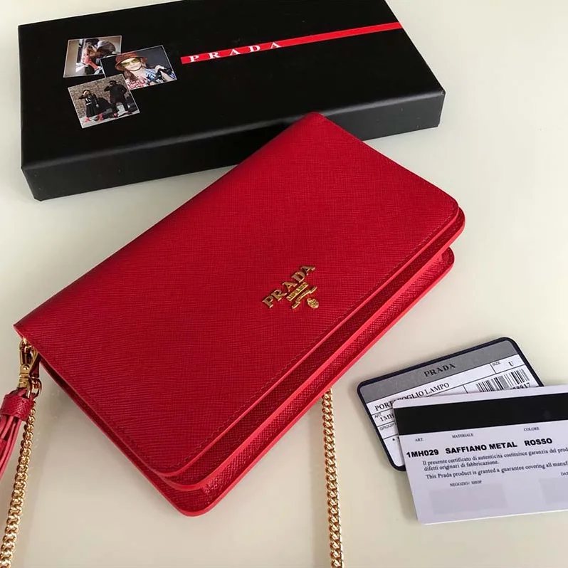 Prada Saffiano Leather Mini Bag for Women in Red Prada Saffiano Leather Mini Bag for Women in Red
