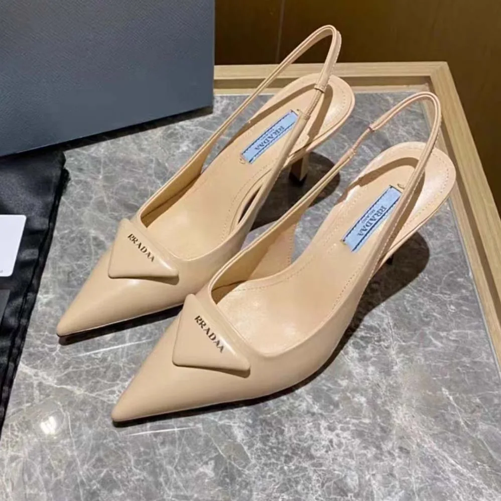 Prada Brushed Leather Sandals in 75 mm Heel Height for Women in Pink