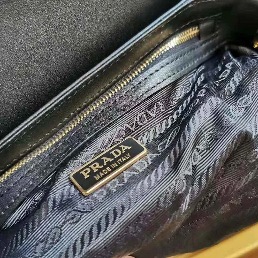 Prada Saffiano Leather Prada Embleme Bag for Women in Black Prada Saffiano Leather Prada Embleme Bag for Women in Black