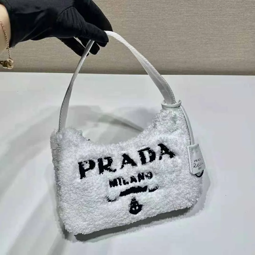 Prada Re-Edition 2000 Terry Mini-Bag for Women in White Prada Re-Edition 2000 Terry Mini-Bag for Women in White