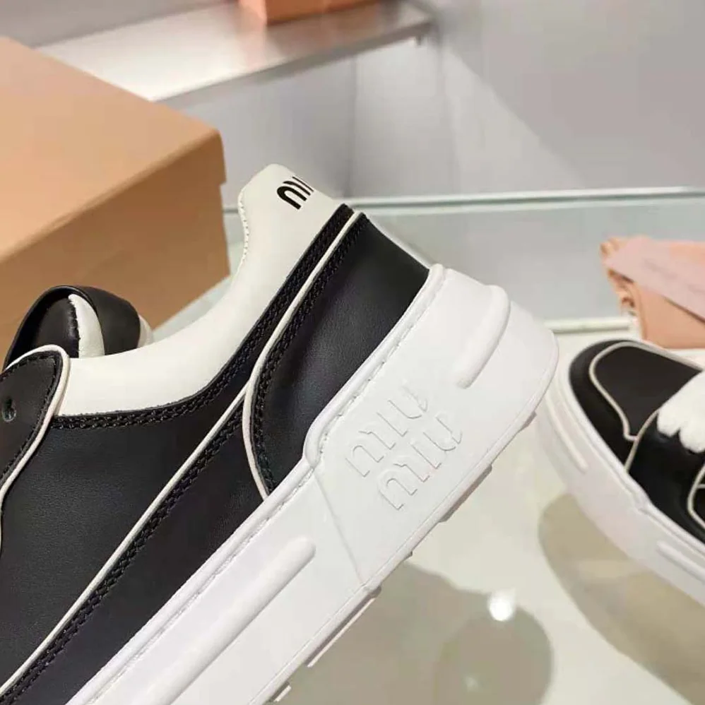 Miu Miu Leather Sneakers for Women in Black