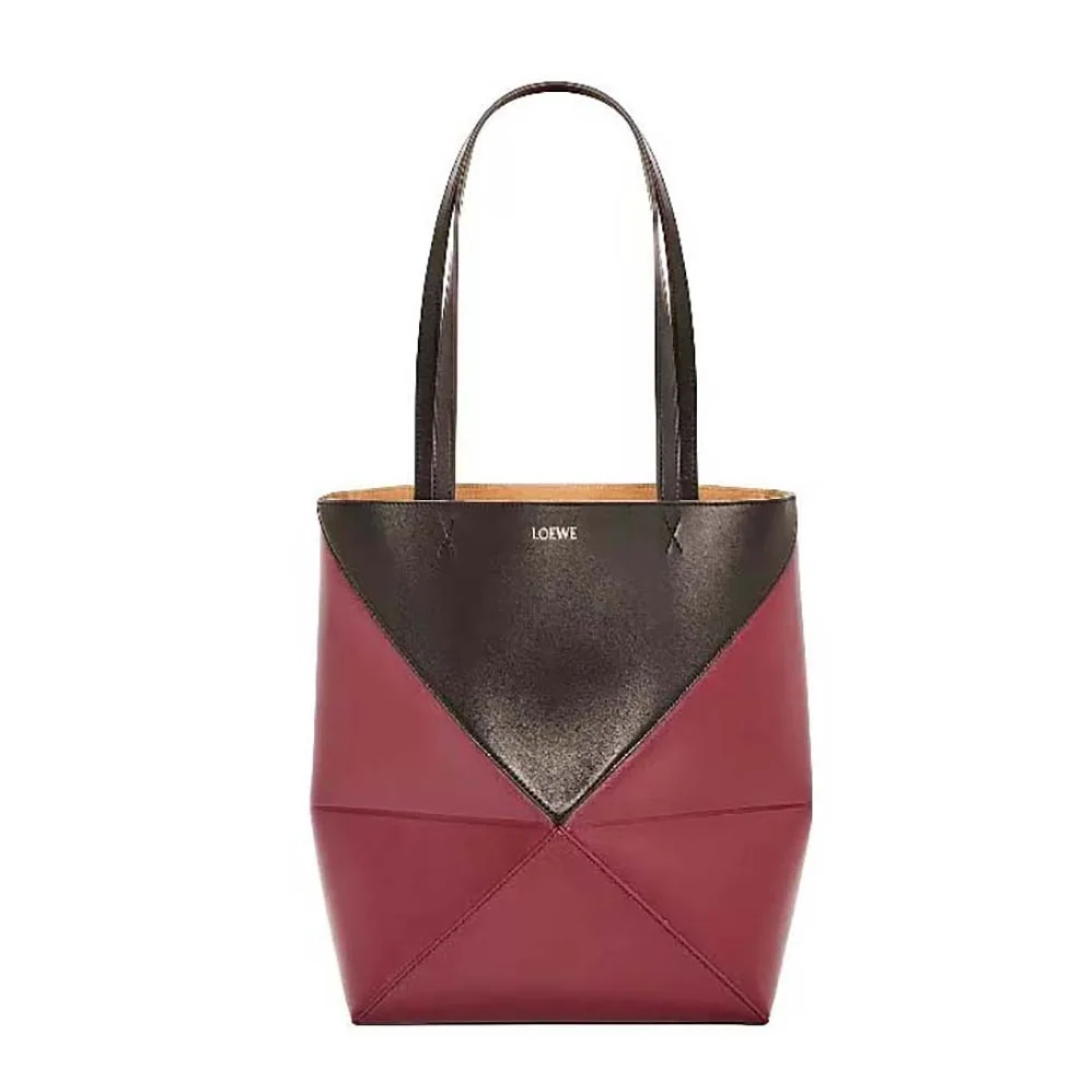 Loewe Puzzle Fold Tote in Shiny Calfskin for Unisex in Black