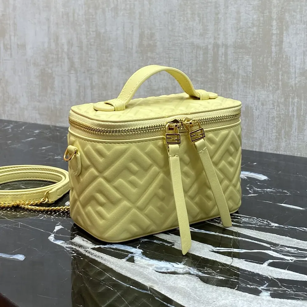 Fendi Vanity Yellow Nappa Leather Mini for Women in Bag With Ff Motif Fendi Vanity Yellow Nappa Leather Mini for Women in Bag With Ff Motif