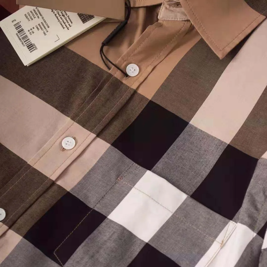 Burberry Check Stretch Cotton Shirt for Men in Brown