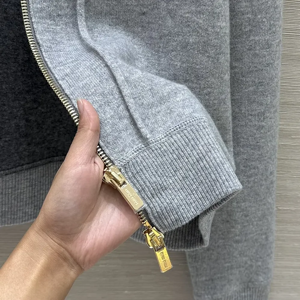 Miu Miu Double Cashmere Zipper Hoodie Cardigan for Women Miu Miu Double Cashmere Zipper Hoodie Cardigan for Women