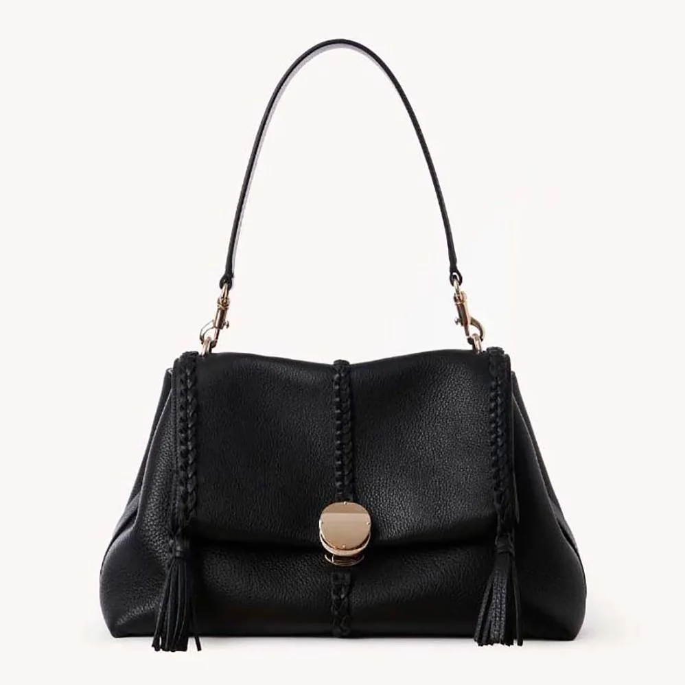 Chloe Penelope Medium Soft Shoulder Bag for Women in Black