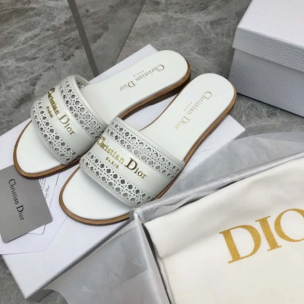 Dior White Calfskin with Openwork Microcannage Motif for Women
