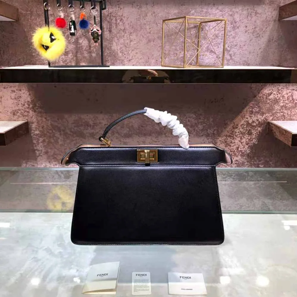 Fendi Peekaboo Iseeu East-West Leather Bag for Women in Black