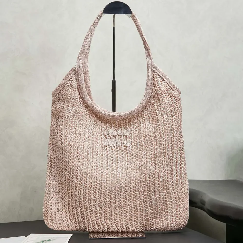 Miu Miu Ivy Sequin Mesh Bag Powder Pink for Women Miu Miu Ivy Sequin Mesh Bag Powder Pink for Women