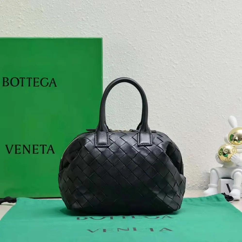 Bottega Veneta Mini Bauletto in Intrecciato Nappa Leather for Women in Black