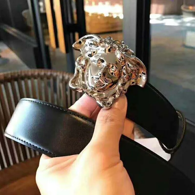 Versace Palazzo Belt with Medusa Buckle for Men in Black Versace Palazzo Belt with Medusa Buckle for Men in Black