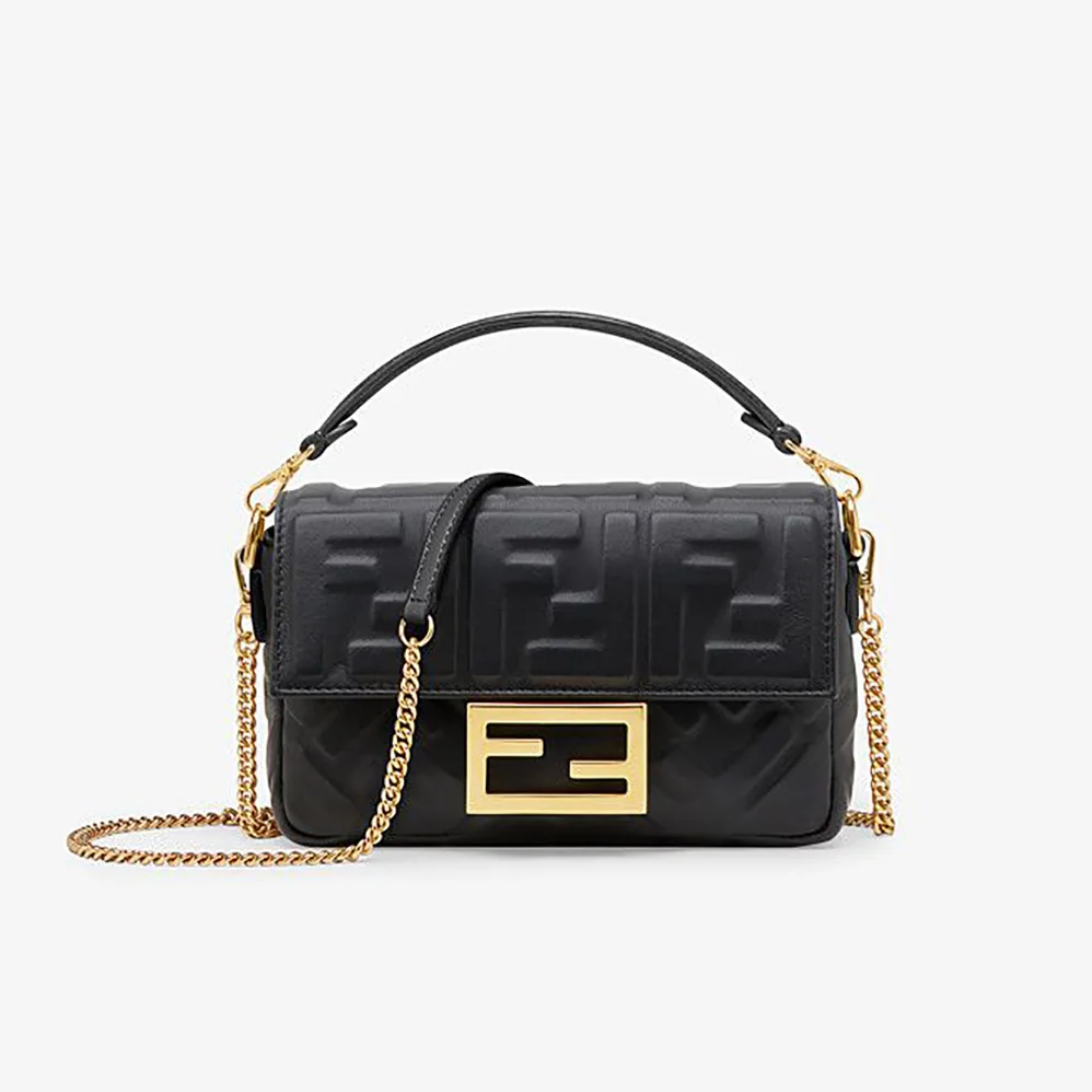 Fendi Baguette Black Leather Bag for Women