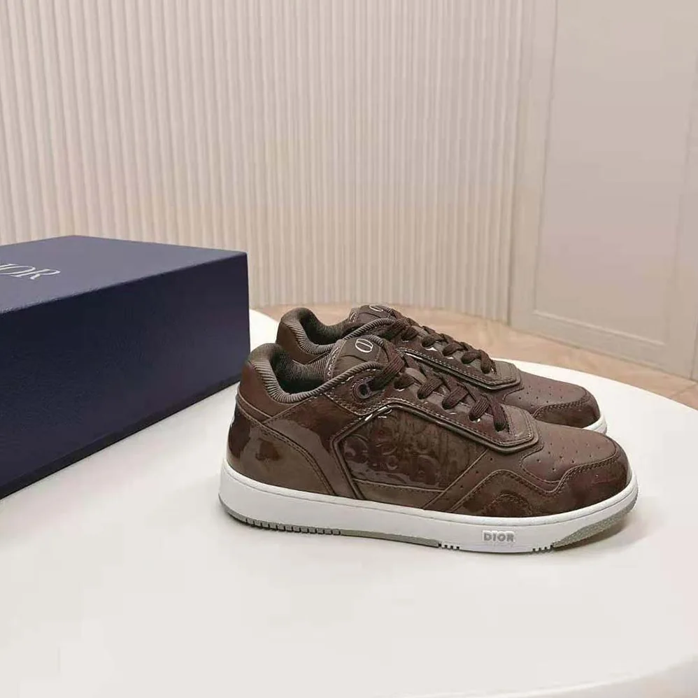 Dior B27 Low-top Sneaker Plum Patent Calfskin and Dior Oblique Gravity Leather for Men