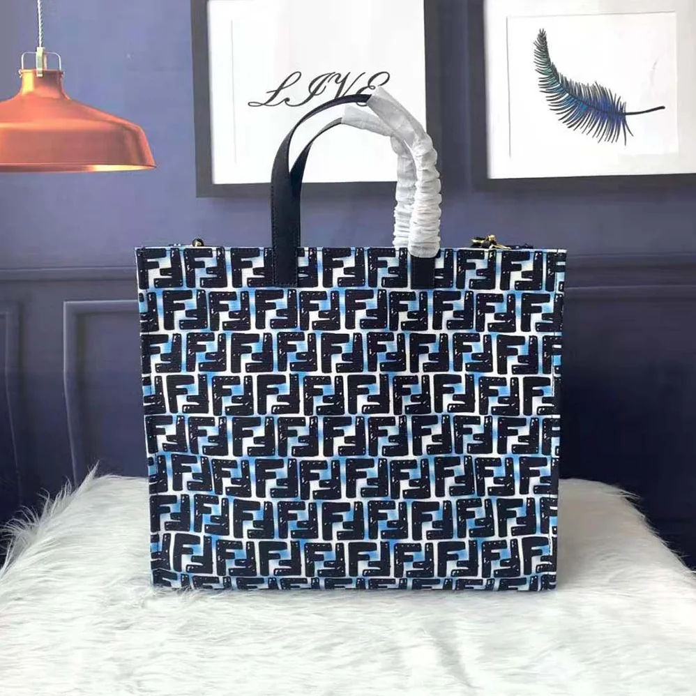 Fendi Shopper Glazed Canvas FF Bag for Women