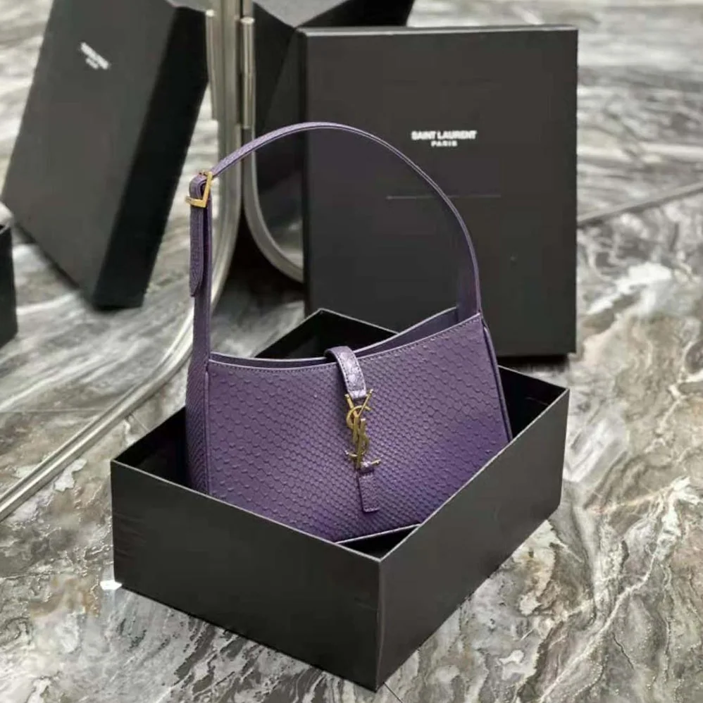 Saint Laurent YSL Le 5 A 7 Hobo Bag in Python for Women in Purple