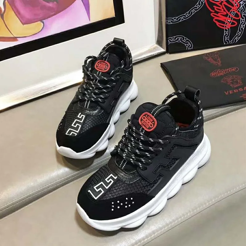 Versace Shoes Chain Reaction Sneakers for Men in Black Versace Shoes Chain Reaction Sneakers for Men in Black