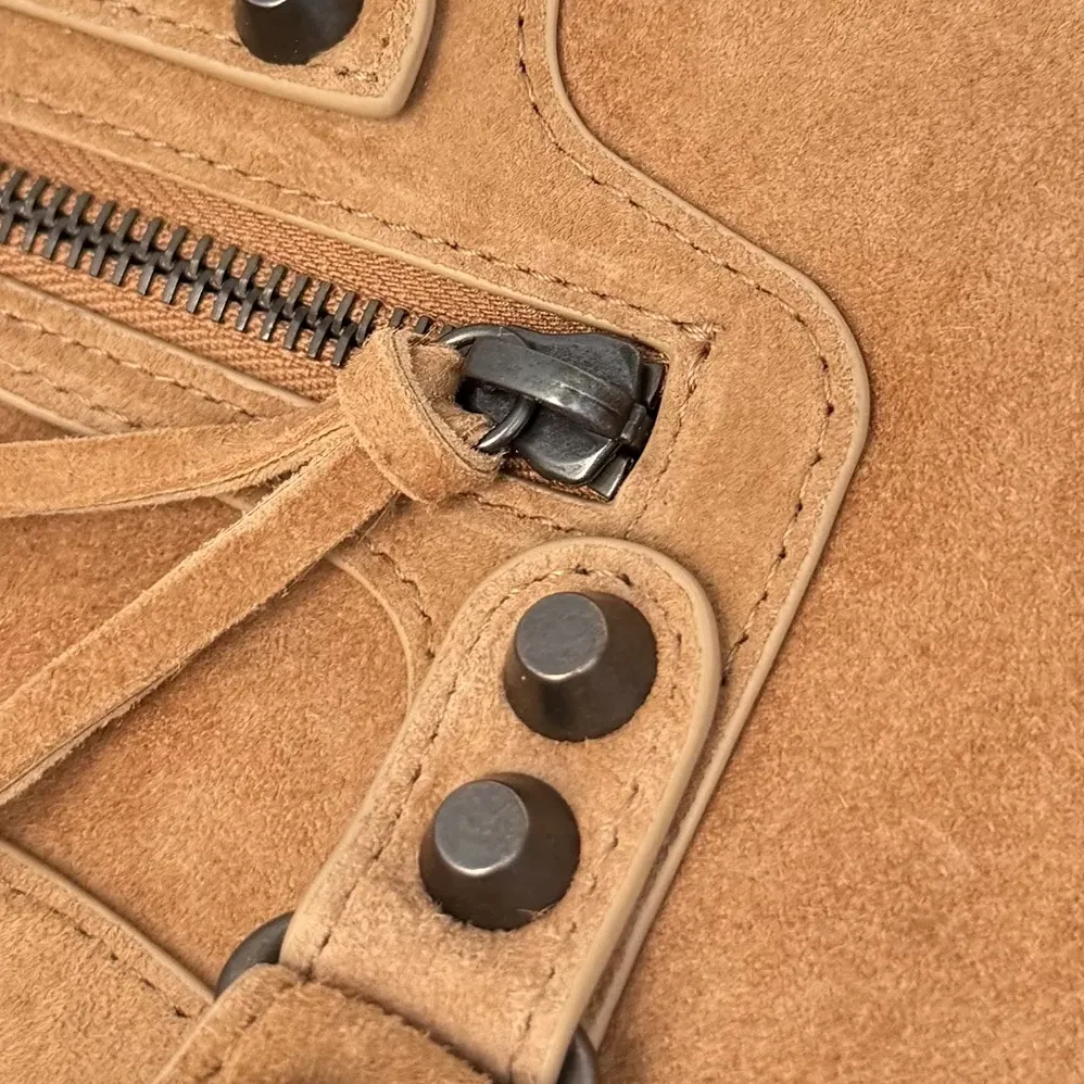 Balenciaga Le City Bag Small in Camel Suede Calfskin for Women