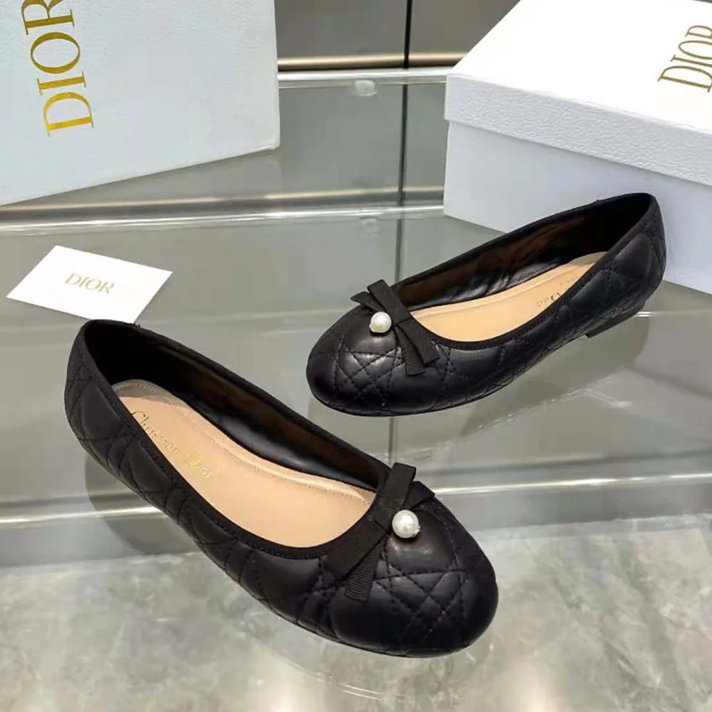 Dior Ballet Flat Quilted Cannage Calfskin for Women in Black Dior Ballet Flat Quilted Cannage Calfskin for Women in Black