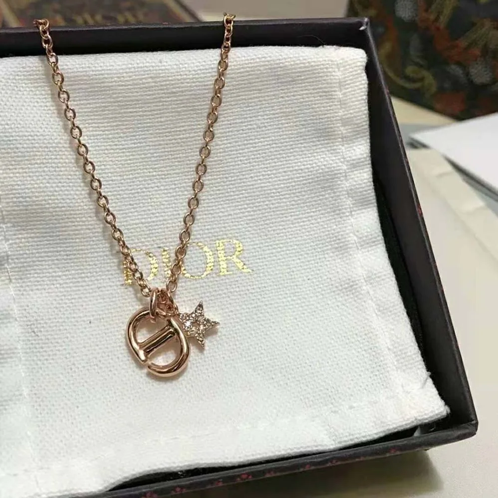 Dior CD Navy Necklace Rose Gold for Women in Finish Metal
