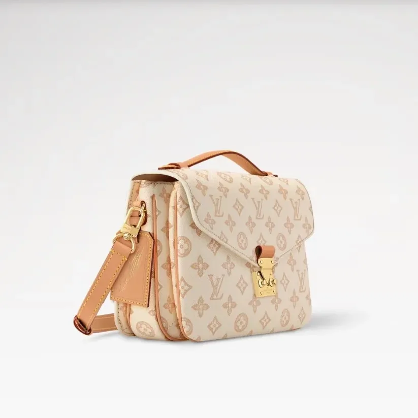 Louis Vuitton Pochette Metis MM Shoulder Bag / Monogram Origine Lin Canvas Gold Hardware