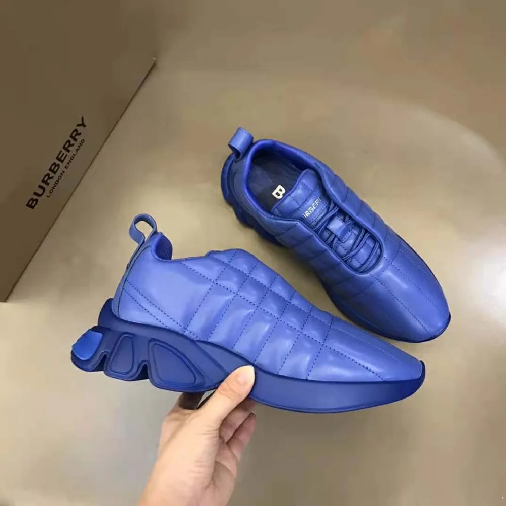 Burberry Quilted Leather Classic Sneakers for Unisex in Blue