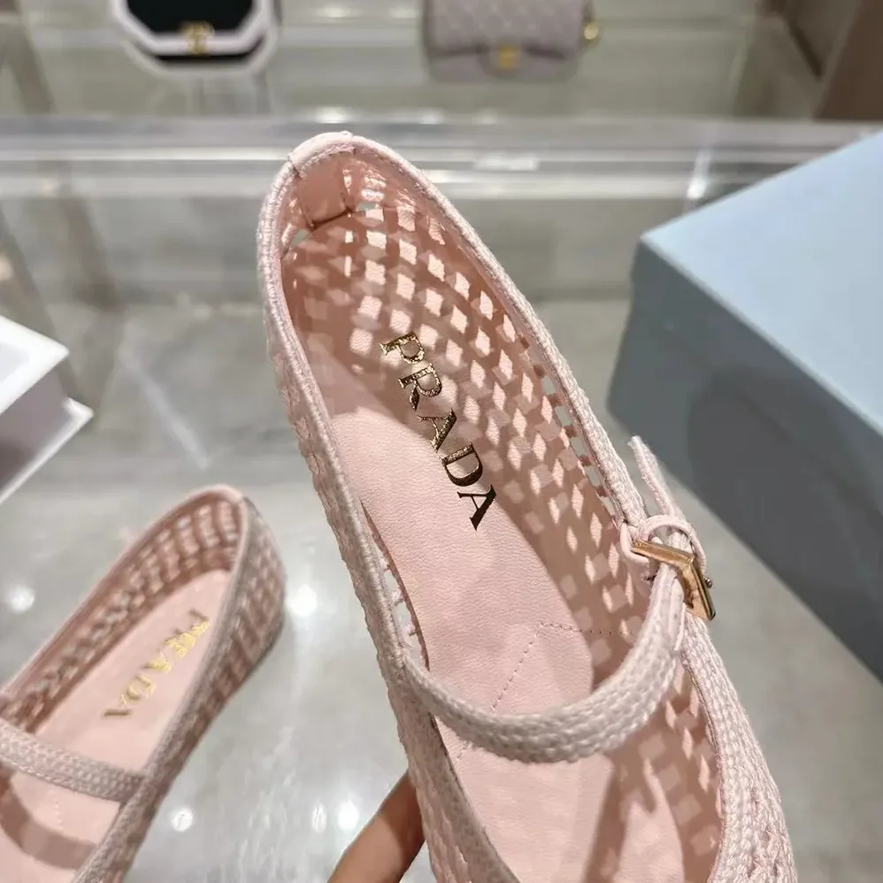 Prada Crochet Ballerinas for Women in Orchid Pink