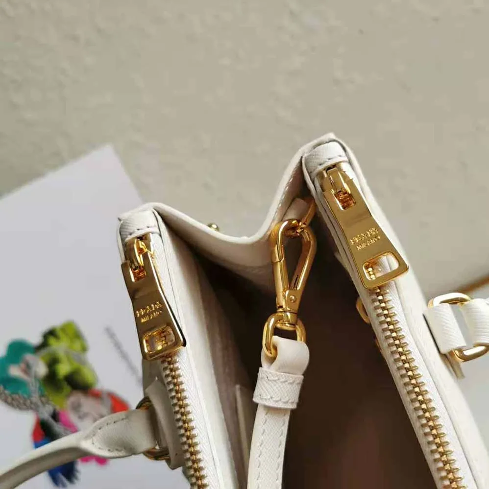 Prada Small Saffiano Leather Prada Galleria Bag for Women in White Prada Small Saffiano Leather Prada Galleria Bag for Women in White