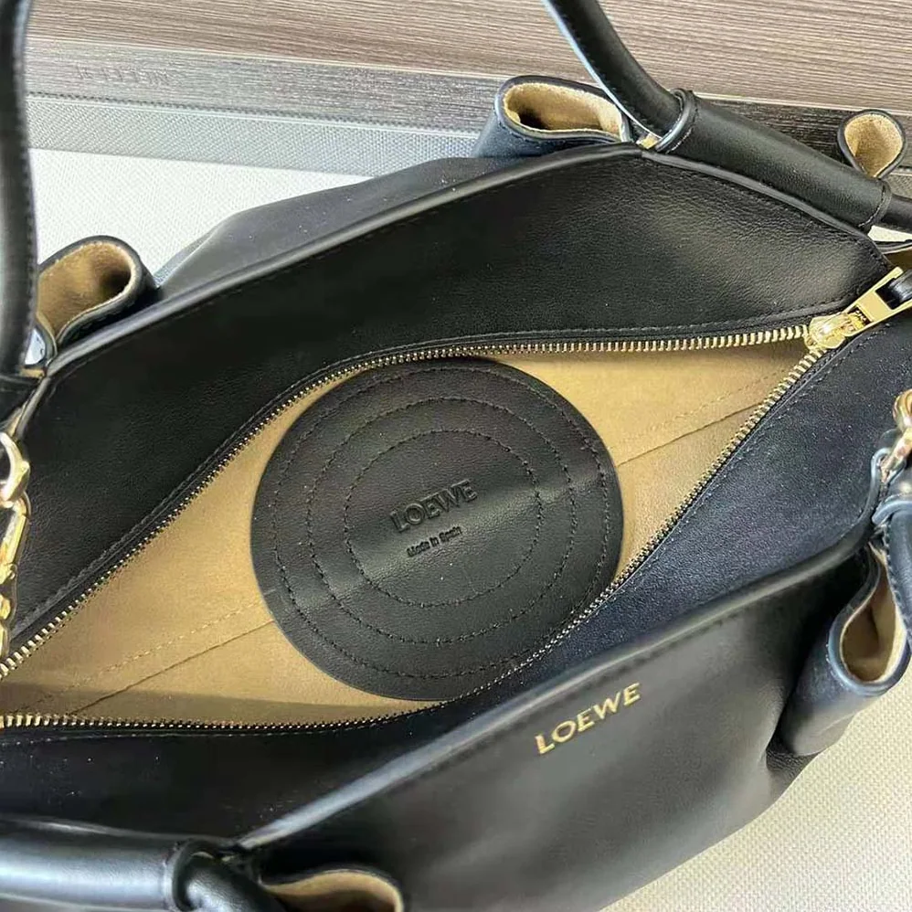 Loewe Small Paseo Bag in Shiny Nappa Calfskin for Women in Black