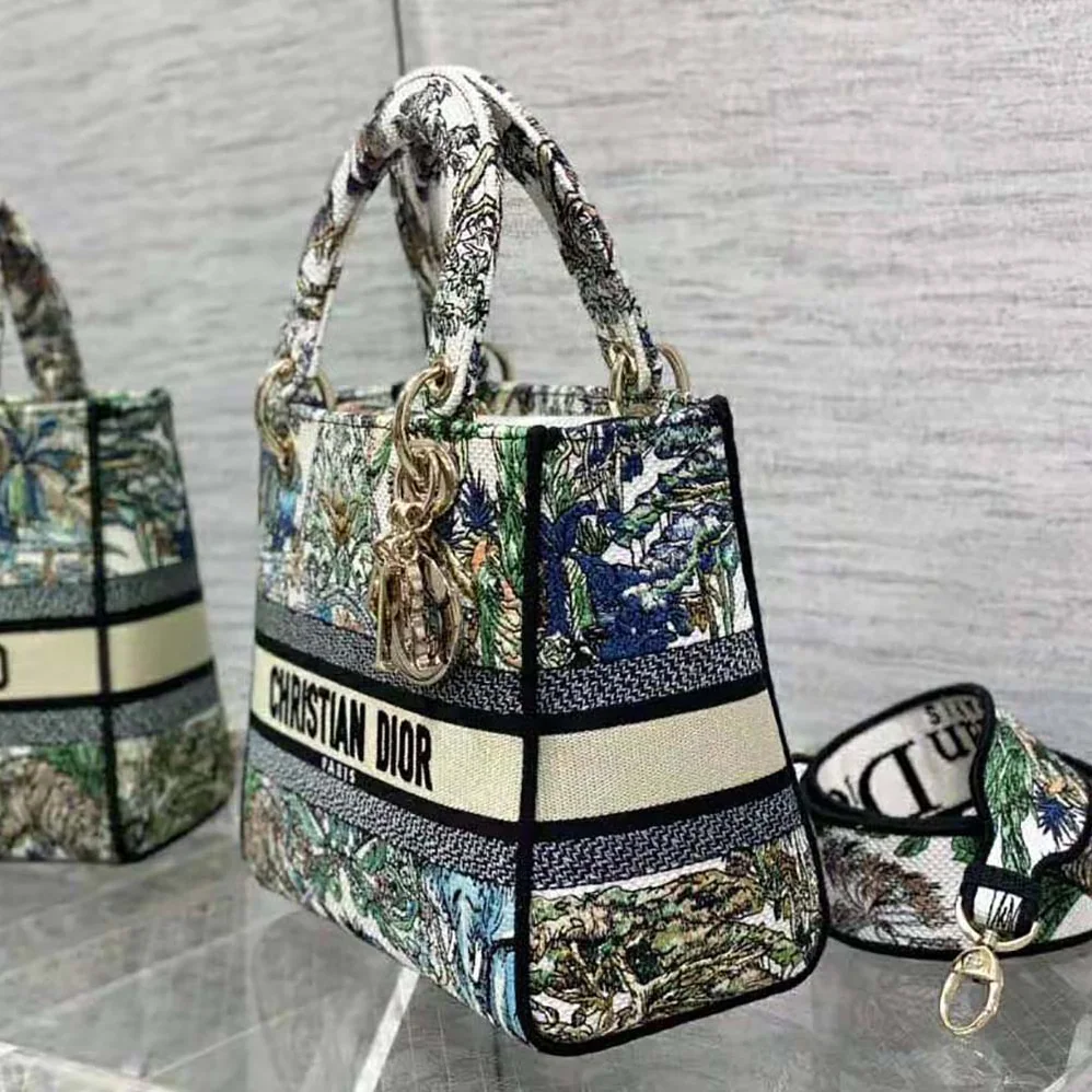 Dior Medium Lady D-lite Bag White Multicolor Étoile de Voyage Embroidery for Women Dior Medium Lady D-lite Bag White Multicolor Étoile de Voyage Embroidery for Women