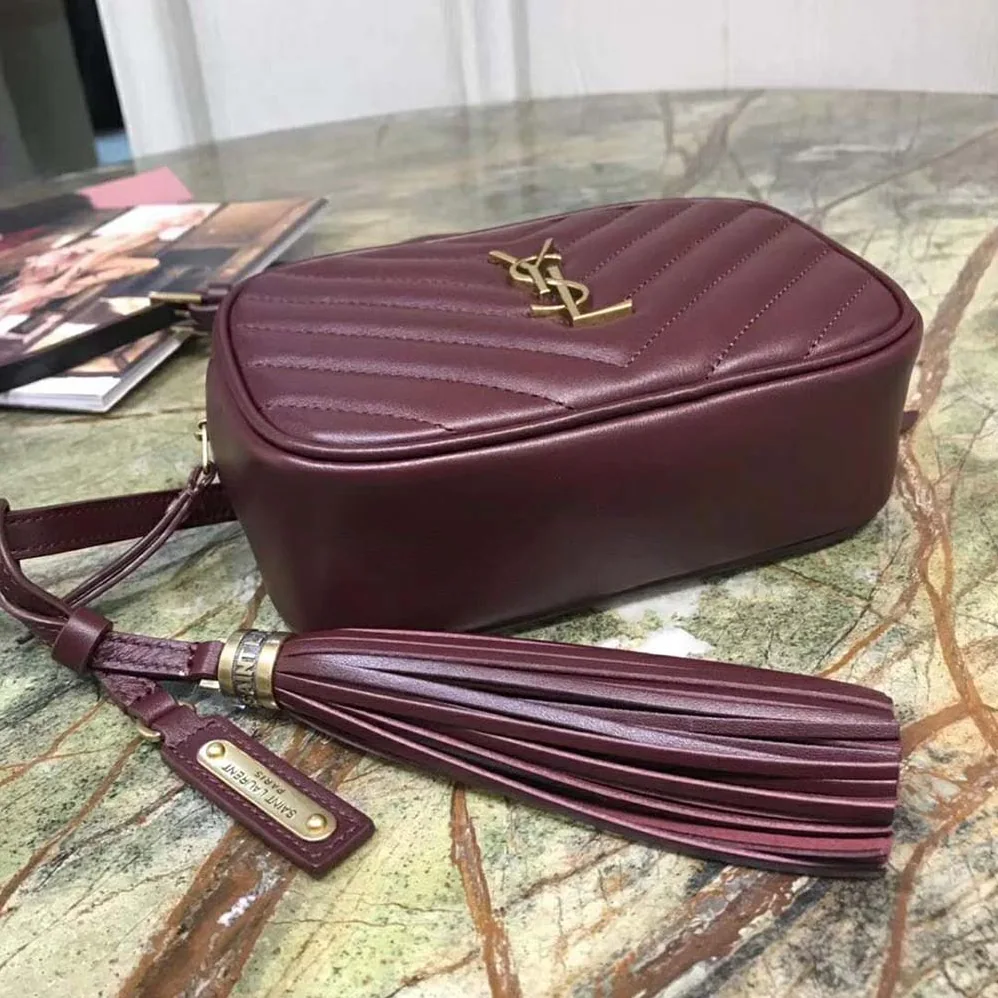 Saint Laurent YSL Lou Camera Bag Matelasse Leather for Women in Maroon