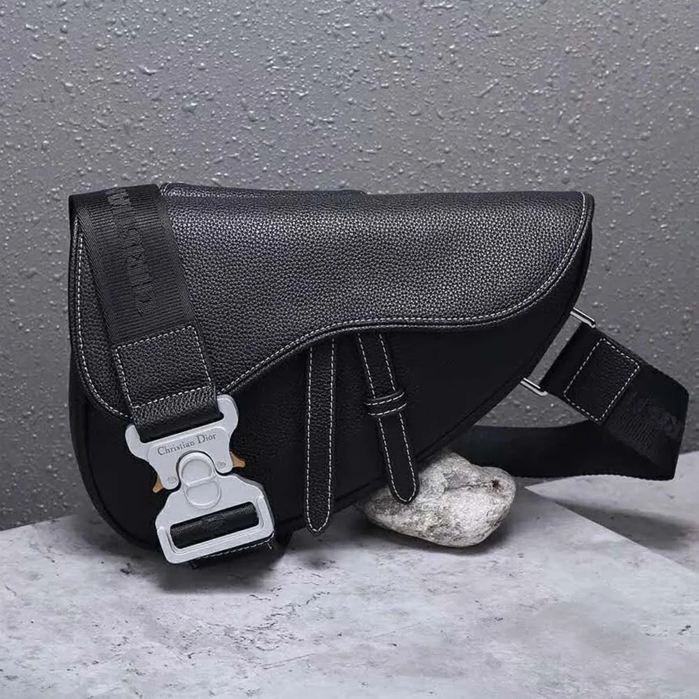 Dior Saddle Bag in Black Calfskin for Men