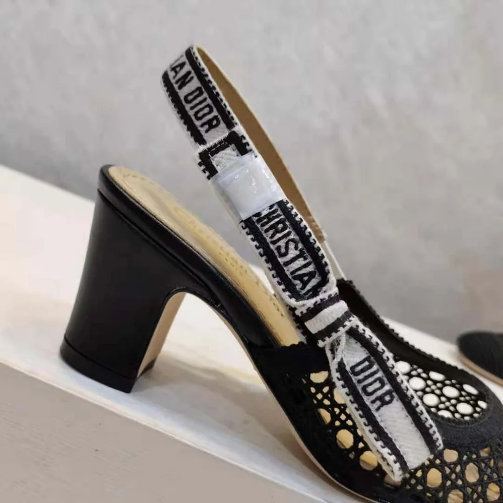 Dior Dior and Moi Slingback Pump Black Cannage Embroidered Mesh for Women Dior Dior and Moi Slingback Pump Black Cannage Embroidered Mesh for Women