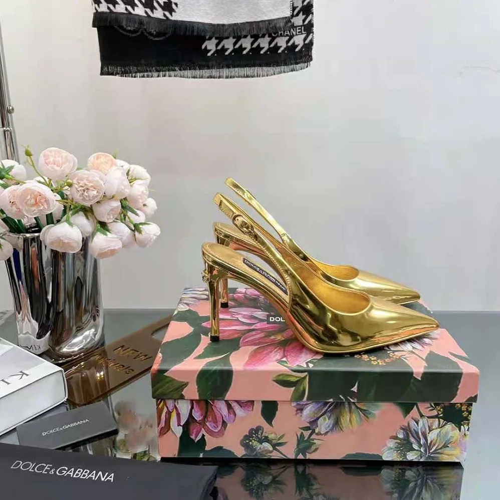 Dolce Gabbana D&G Mirrored for Women in Effect Calfskin Slingbacks