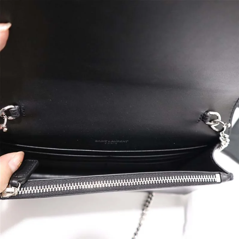 Saint Laurent YSL Kate Chain Tassel Bag Black Textured for Women