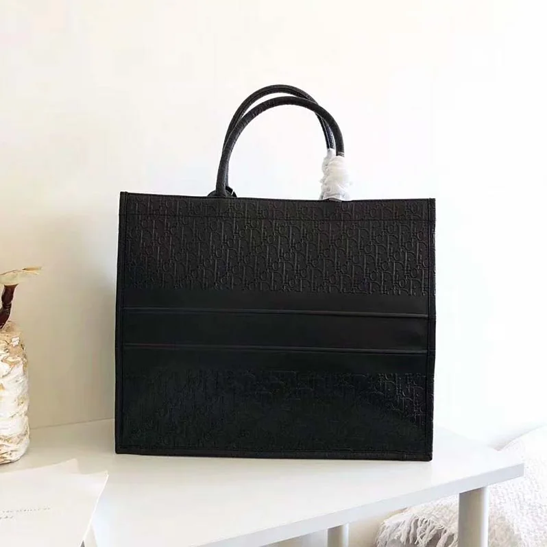 Dior Lady Dior Book Tote Bag in Embossed Calfskin in Black Dior Lady Dior Book Tote Bag in Embossed Calfskin in Black