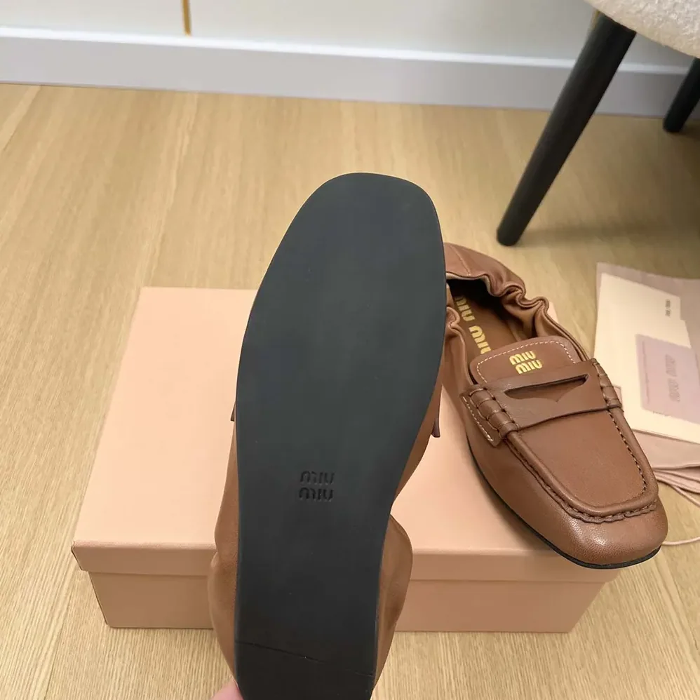 Miu Miu Nappa Leather Loafers for Women in Chocalate Miu Miu Nappa Leather Loafers for Women in Chocalate