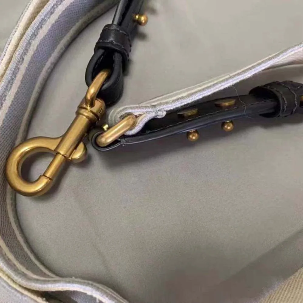 Dior Shoulder Strap with Ring Gray ‘CHRISTIAN DIOR PARIS' Embroidery for Women