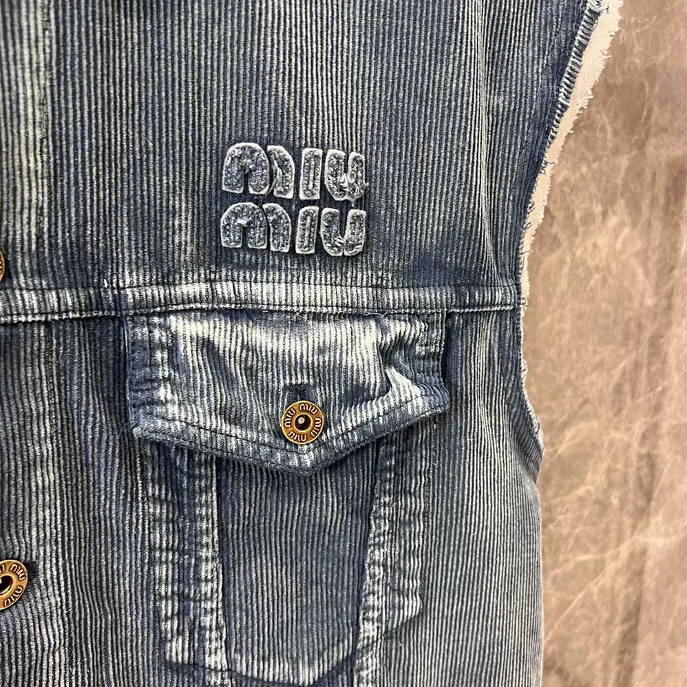 Miu Miu Washed Corduroy Vest for Women Miu Miu Washed Corduroy Vest for Women