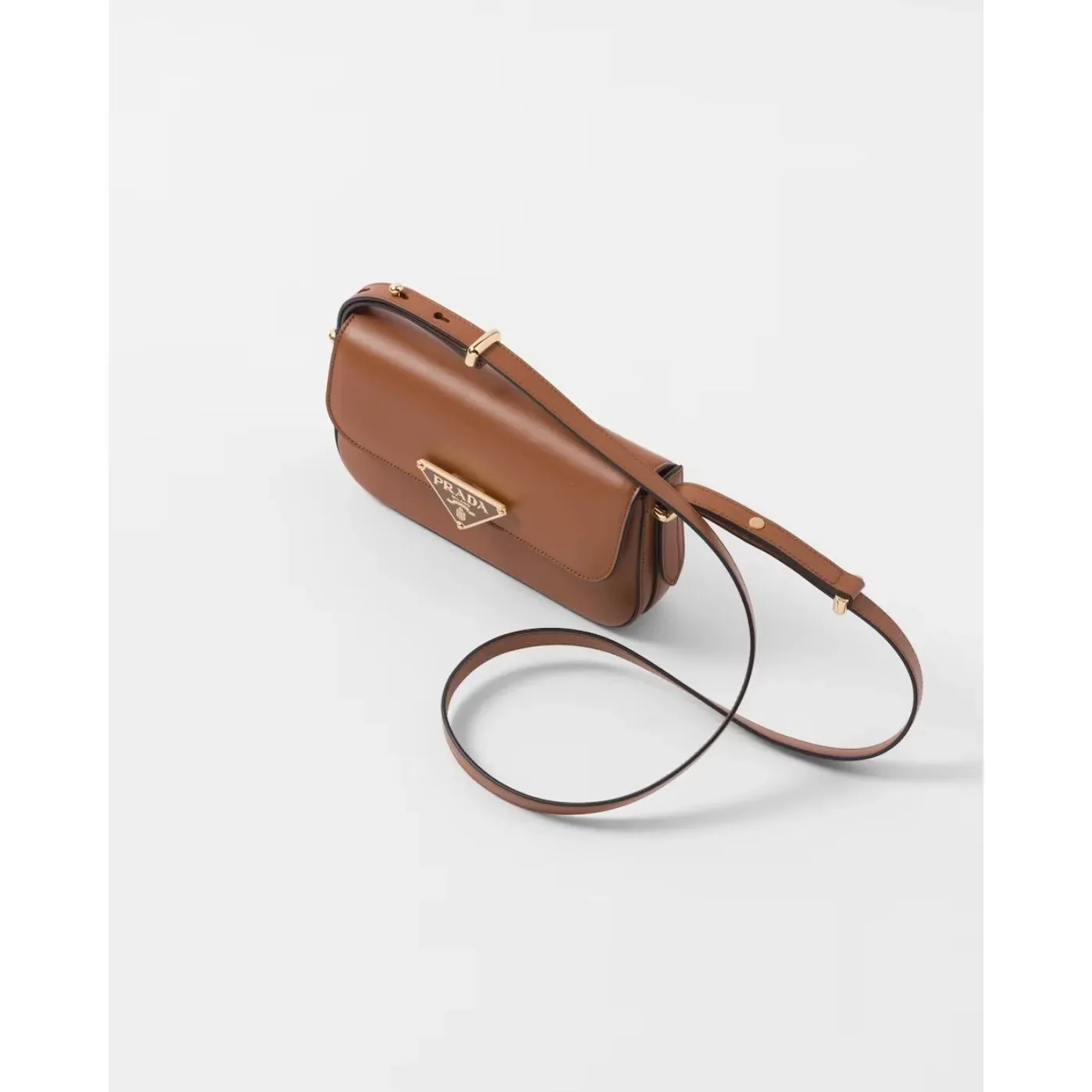 Prada Leather Shoulder Cognac Bag 1BD339_ASK_F0XUG_V_MTO- / 8 Inches