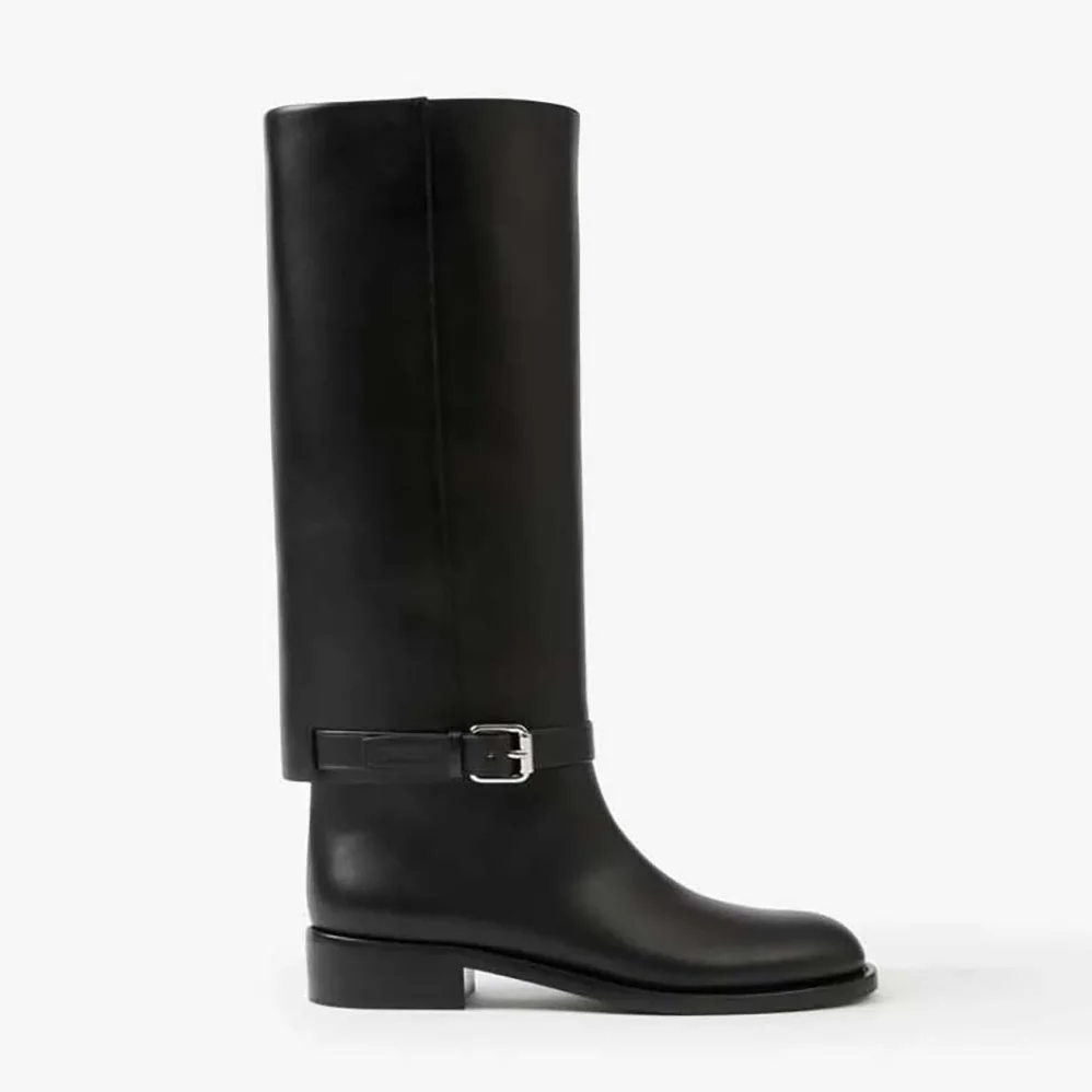 Burberry Leather Boots with a Logo for Women in Embossed Ankle Strap