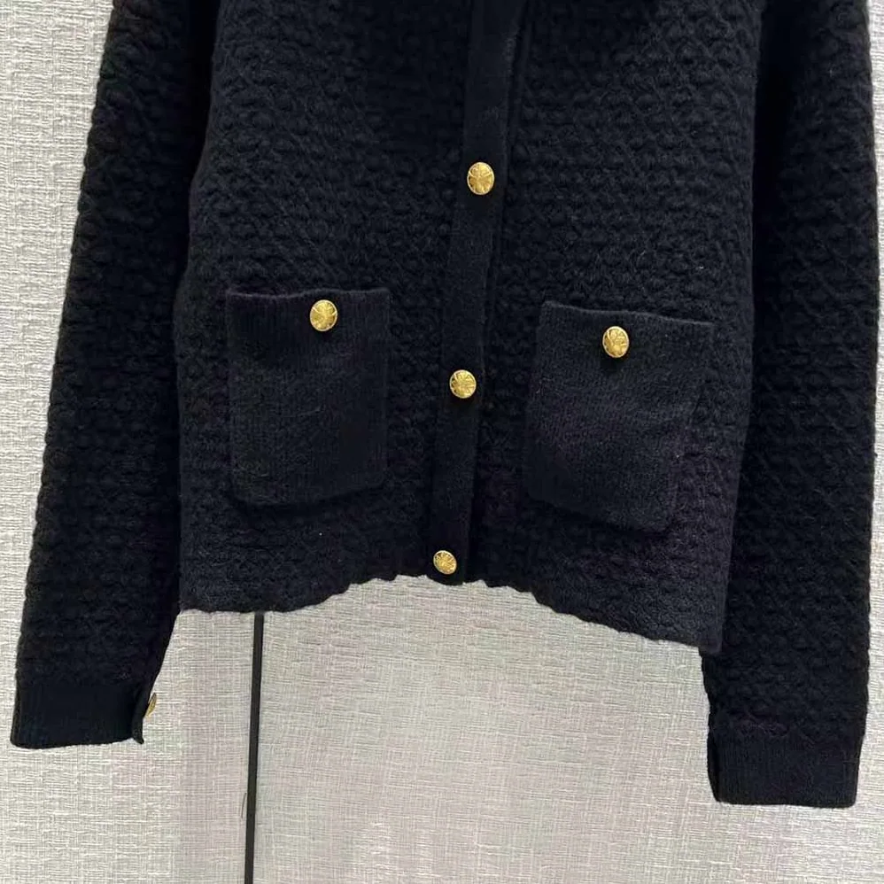 Dior Cropped Jacket Black Wool Knit for Women