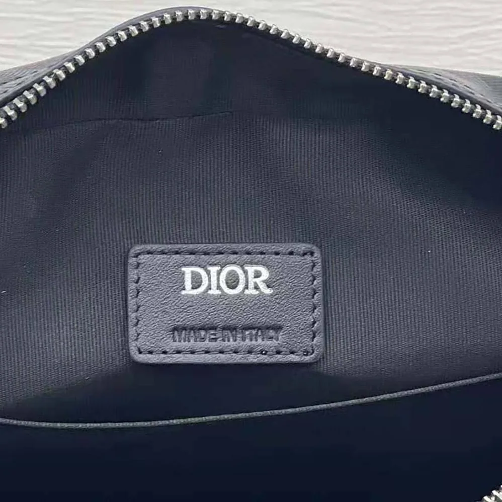 Dior Hit the Road Messenger Pouch Black CD Diamond Canvas and Smooth Calfskin for Men